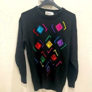 Vintage Santoria Silk Blend Sweater Women's Medium Sequins Embroidered